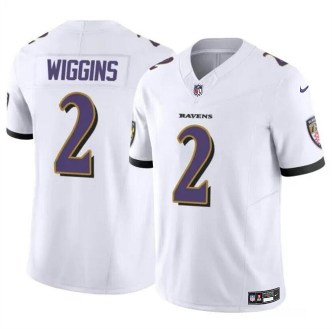 Youth Baltimore Ravens #2 Nate Wiggins White 2024 Draft F.U.S.E Vapor Limited Football Jersey